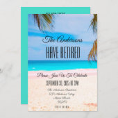 ビーチ退職パーティーカップルのお祝いイベント 招待状 (正面/裏面)