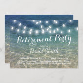 ビーチ退職パーティーストリングライトトロピカル 招待状 (正面/裏面)