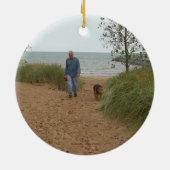 ビーチ道のオーナメントかペンダント セラミックオーナメント (裏面)