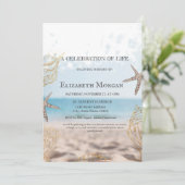 ビーチ金ゴールドシーシェルお祝いの生活 招待状 (スタンド正面)