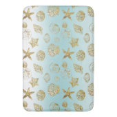 ビーチ金ゴールドシーシェルアクアグラデーションブルー バスマット (正面縦)