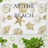 ビーチ金ゴールドシーシェル キッチンタオル (折り畳み)