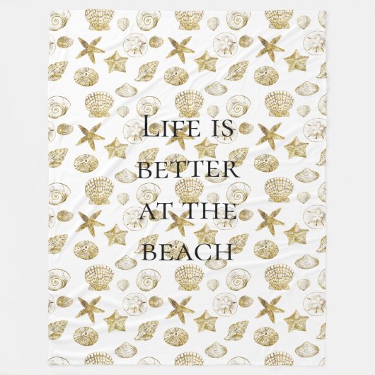 ビーチ金ゴールドシーシェル フリースブランケット (正面)