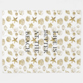 ビーチ金ゴールドシーシェル フリースブランケット (正面(横))