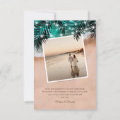 ビーチ離れパーム写真結婚のサンキューカード サンキューカード (裏面)