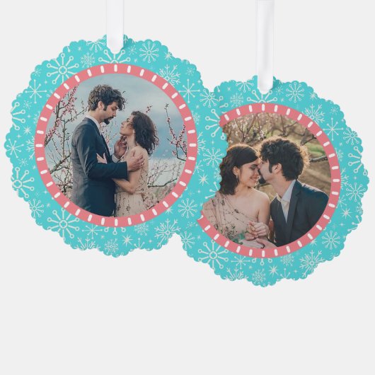 ビーチ雪航海の雪海岸2カスタムの写真 オーナメントカード (正面/裏面)