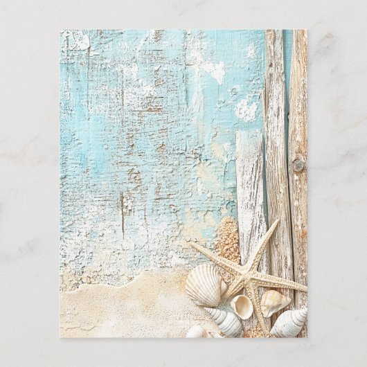 ビーチ青砂ヒトデ結婚式招待状 (裏面)