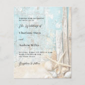 ビーチ青砂ヒトデ結婚式招待状 (正面)