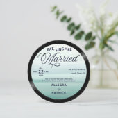 ビーチ音楽ヴィンテージビニールオールワンフォト結婚QR 招待状 (スタンド正面)