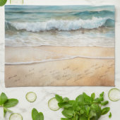 ビーチ飛んでいるのカモメ キッチンタオル (折り畳み)