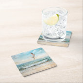 ビーチ飛んでいるのカモメ スクエアペーパーコースター (インサイチュ)