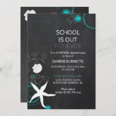 ビーチ驚きの退職パーティーの先生 招待状 (正面/裏面)