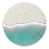 ビーチ魚の砂浜の海水 セラミックノブ (正面)