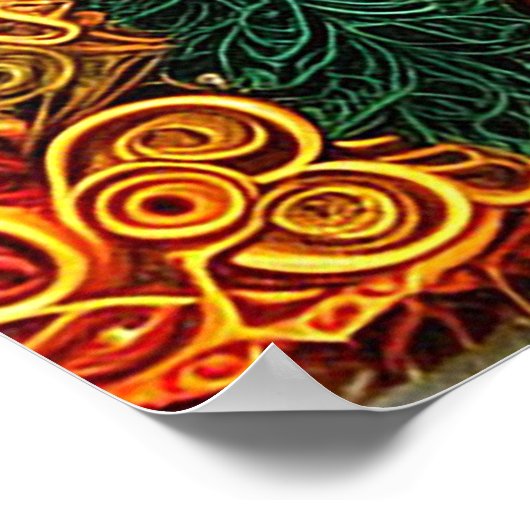 ビーチ鮮やかと木の箱舟の風景 ポスター (角)