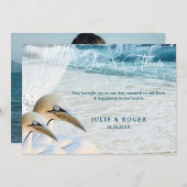 ビーチ鳥ガンネット結婚写真のサンキューカード サンキューカード (正面/裏面)