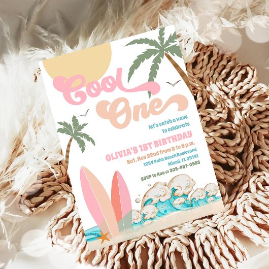 ビーチ1歳誕生日パーティー招待状 招待状
