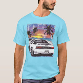 ビーチ1980sホワイトスポーツカー10代のガースレースカー tシャツ