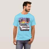 ビーチ1980sホワイトスポーツカー10代のガースレースカー tシャツ (正面フル)