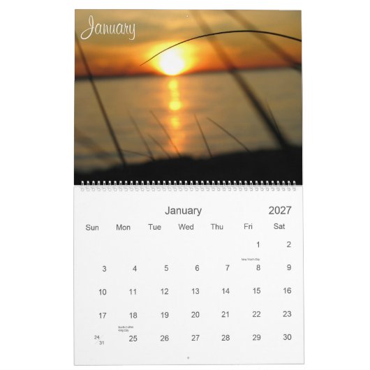 ビーチ2010年の日没 カレンダー (1月 2027)