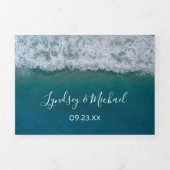 ビーチ3 in 1 Destination Wedding 三つ折り招待状 (カバー)