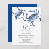 ビーチ50誕生日招待状カニ沸騰 招待状 (正面/裏面)