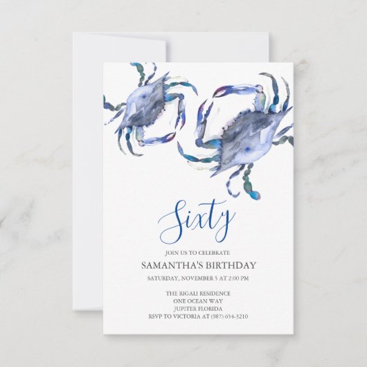 ビーチ60番目の誕生日招待状 招待状 (正面)