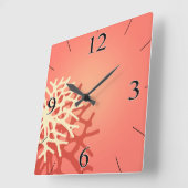 ビーチ|のモモの珊瑚のアイボリーの珊瑚 スクエア壁時計 (傾斜)