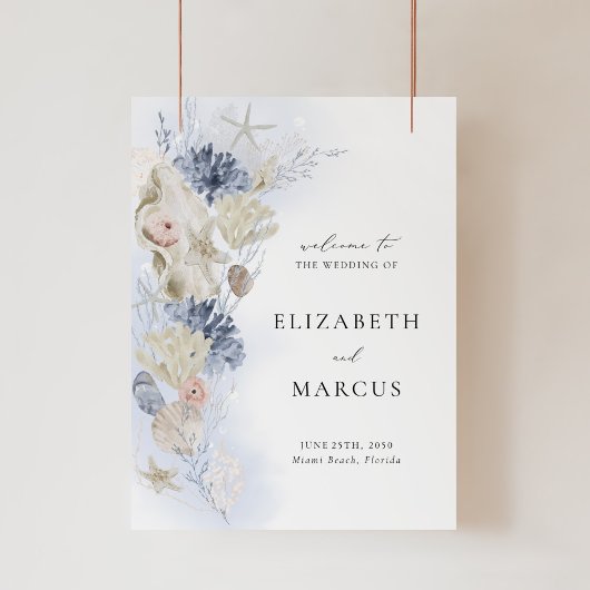 ビーチ アクリル ウェディング ウェルカム サイン 沿岸 シェル