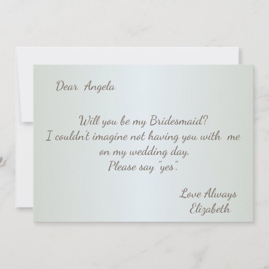 ビーチ アーバー フラワー ウェディング ブライズメイド カード (裏面)