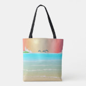 ビーチ イルカ 灯台 海 トートバッグ (裏面)