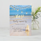 ビーチ ウェーブ ストリング ライト シーシェル RSVP 招待状 (スタンド正面)