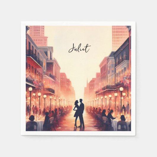 ビーチ オーシャン サマー ニューオーリンズ ブライダルシャワー スタンダードカクテルナプキン (正面)