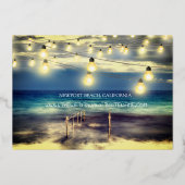 ビーチ オーシャン テーマの Save The Date 箔招待状 (裏面)