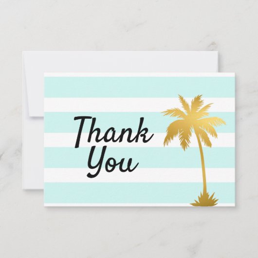 ビーチ・オーシャン・パームツリーのテーマの感謝カード サンキューカード (正面)