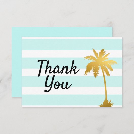 ビーチ オーシャン パーム ツリー テーマの感謝カード サンキューカード (正面/裏面)