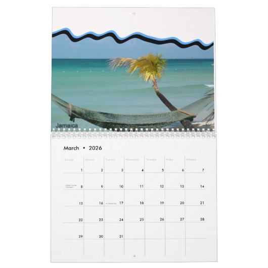 ビーチ カレンダー (3月 2026)