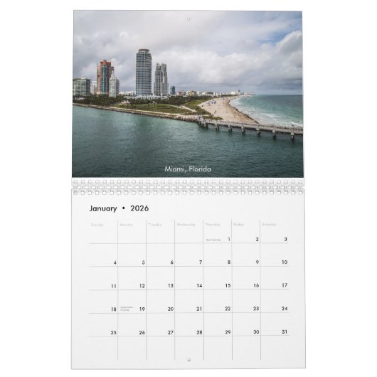 ビーチ カレンダー (1月 2026)