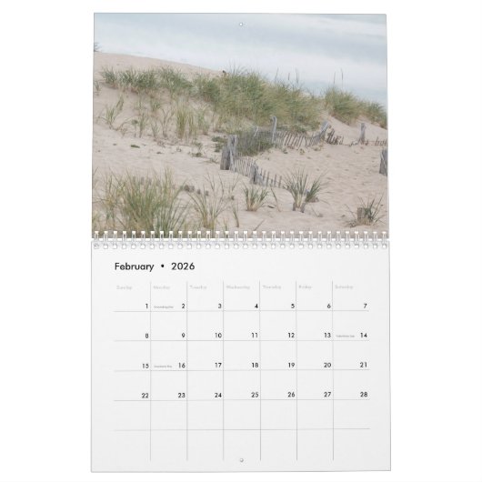 ビーチ カレンダー (2月 2026)