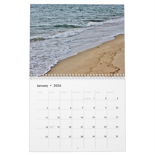 ビーチ カレンダー (1月 2026)