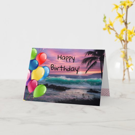 ビーチ カード (黄色い花)