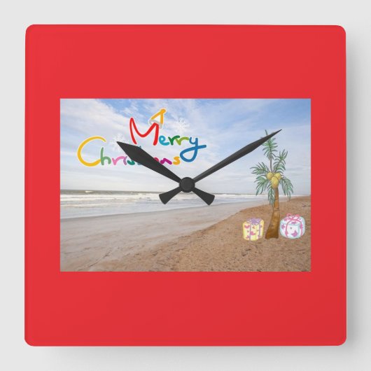 ビーチ クリスマス クリスマス 時計 (正面)