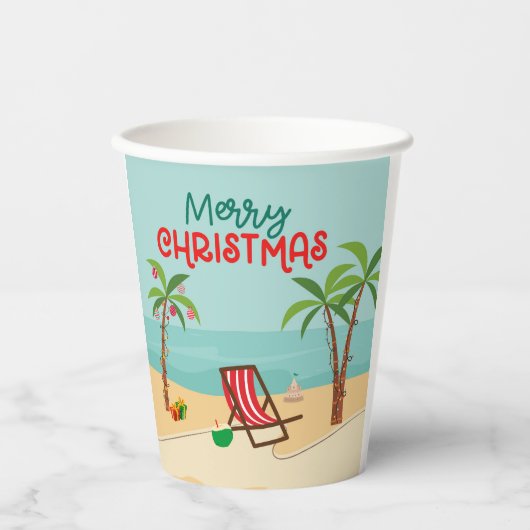 ビーチ クリスマス 紙コップ (正面)