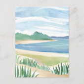ビーチ グラス ベイ | 水彩 海岸 海 ポストカード (正面)
