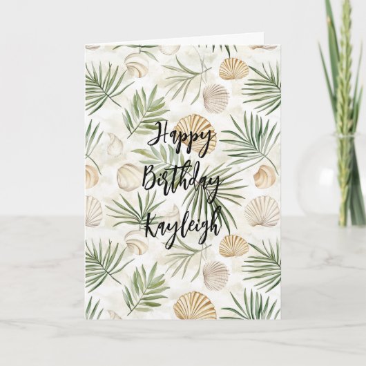 ビーチ コースト オーシャン シー シェルズ バースデー カード (正面)