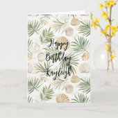 ビーチ コースト オーシャン シー シェルズ バースデー カード (黄色い花)