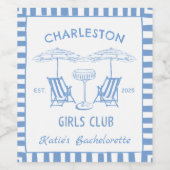 ビーチ コースト ハンドドローンブルー ブライズメイドパーティー ワインラベル (シングルラベル)