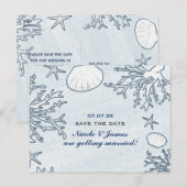 ビーチ コーラル リーフ シー シェル ヒトデ セーブ ザ デート 案内ポストカード (正面/裏面)