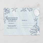 ビーチ コーラル リーフ シー シェル ヒトデ セーブ ザ デート 案内ポストカード (裏面)