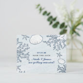 ビーチ コーラル リーフ シー シェル ヒトデ セーブ ザ デート 案内ポストカード (スタンド正面)