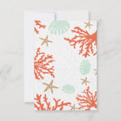 ビーチ コーラル リーフ シー シェル & ヒトデ テーブル ナンバー 招待状 (裏面)